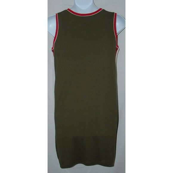 Dark Olive Green Sz Large Casual Wear Soft Stretchy Sleeveless Knee Length Dress - Picture 3 of 4